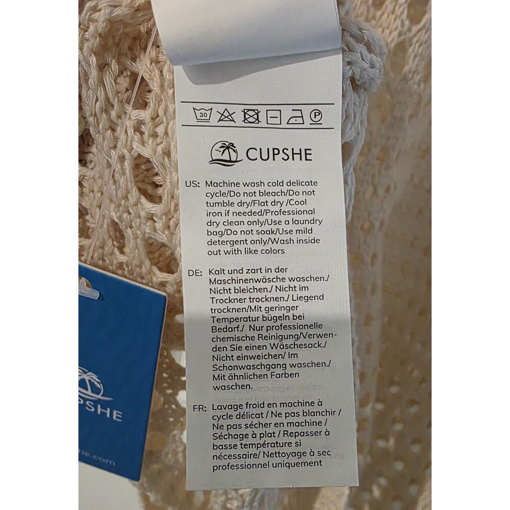 NWT Size M Cupshe Open Knit Sleeveless Swimsuit Cover Up Dress Ivory - Picture 8 of 8